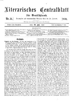 Literarisches Zentralblatt für Deutschland Samstag 23. Juli 1870