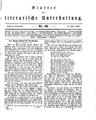 Blätter für literarische Unterhaltung Donnerstag 19. April 1855