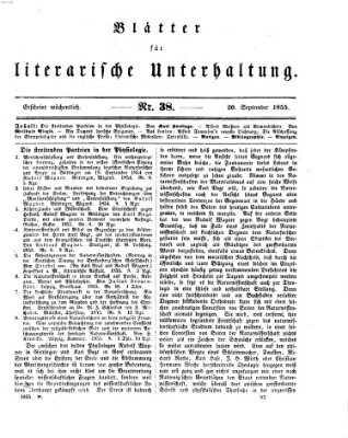 Blätter für literarische Unterhaltung Donnerstag 20. September 1855