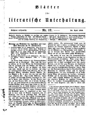 Blätter für literarische Unterhaltung Donnerstag 24. April 1856