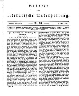 Blätter für literarische Unterhaltung Donnerstag 12. Juni 1856