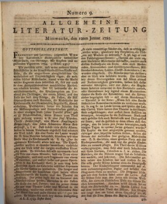 Allgemeine Literatur-Zeitung (Literarisches Zentralblatt für Deutschland) Mittwoch 12. Januar 1785