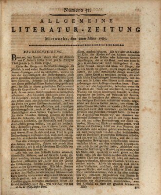 Allgemeine Literatur-Zeitung (Literarisches Zentralblatt für Deutschland) Mittwoch 2. März 1785