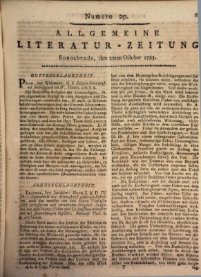 Allgemeine Literatur-Zeitung (Literarisches Zentralblatt für Deutschland) Samstag 22. Oktober 1785