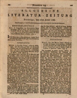 Allgemeine Literatur-Zeitung (Literarisches Zentralblatt für Deutschland) Dienstag 17. Januar 1786