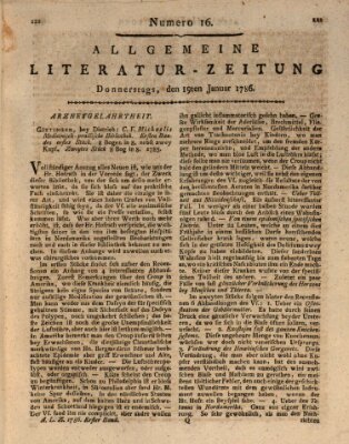 Allgemeine Literatur-Zeitung (Literarisches Zentralblatt für Deutschland) Donnerstag 19. Januar 1786