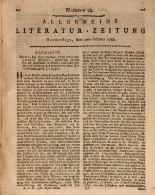 Allgemeine Literatur-Zeitung (Literarisches Zentralblatt für Deutschland) Donnerstag 2. Februar 1786