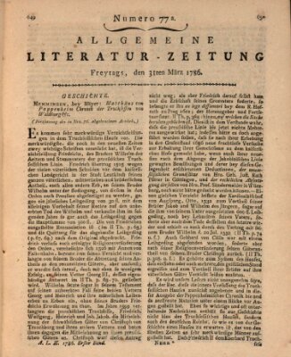 Allgemeine Literatur-Zeitung (Literarisches Zentralblatt für Deutschland) Freitag 31. März 1786