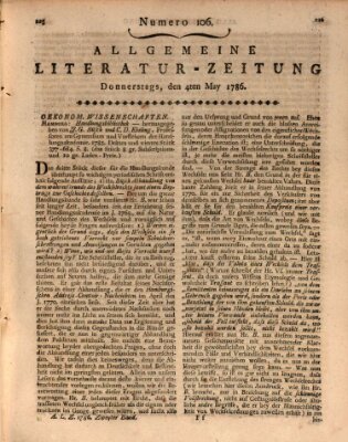 Allgemeine Literatur-Zeitung (Literarisches Zentralblatt für Deutschland) Donnerstag 4. Mai 1786