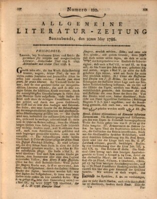 Allgemeine Literatur-Zeitung (Literarisches Zentralblatt für Deutschland) Samstag 20. Mai 1786