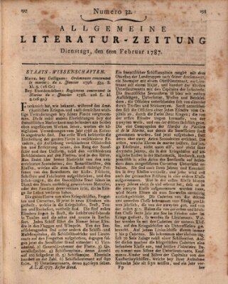 Allgemeine Literatur-Zeitung (Literarisches Zentralblatt für Deutschland) Dienstag 6. Februar 1787