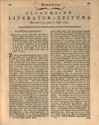 Allgemeine Literatur-Zeitung (Literarisches Zentralblatt für Deutschland) Mittwoch 2. Mai 1787