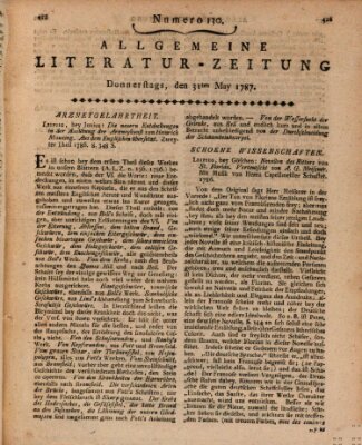 Allgemeine Literatur-Zeitung (Literarisches Zentralblatt für Deutschland) Donnerstag 31. Mai 1787