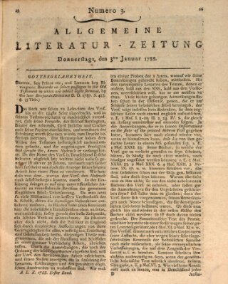 Allgemeine Literatur-Zeitung (Literarisches Zentralblatt für Deutschland) Donnerstag 3. Januar 1788