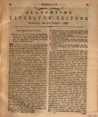 Allgemeine Literatur-Zeitung (Literarisches Zentralblatt für Deutschland) Dienstag 8. Januar 1788