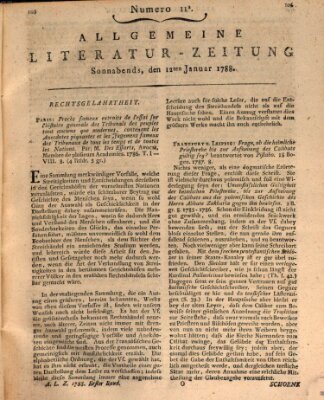 Allgemeine Literatur-Zeitung (Literarisches Zentralblatt für Deutschland) Samstag 12. Januar 1788
