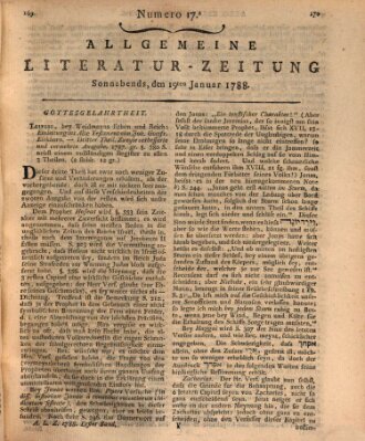 Allgemeine Literatur-Zeitung (Literarisches Zentralblatt für Deutschland) Samstag 19. Januar 1788