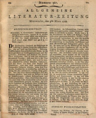 Allgemeine Literatur-Zeitung (Literarisches Zentralblatt für Deutschland) Mittwoch 5. März 1788
