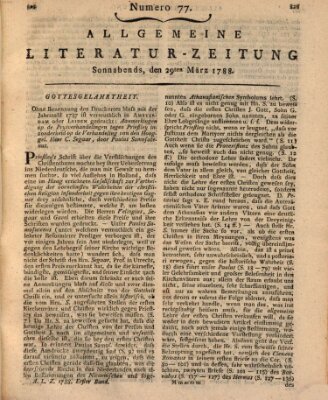 Allgemeine Literatur-Zeitung (Literarisches Zentralblatt für Deutschland) Samstag 29. März 1788