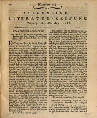 Allgemeine Literatur-Zeitung (Literarisches Zentralblatt für Deutschland) Freitag 16. Mai 1788