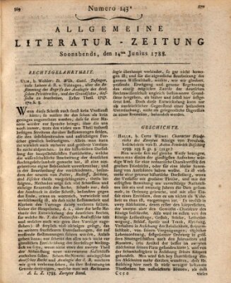 Allgemeine Literatur-Zeitung (Literarisches Zentralblatt für Deutschland) Samstag 14. Juni 1788