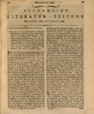 Allgemeine Literatur-Zeitung (Literarisches Zentralblatt für Deutschland) Mittwoch 25. Juni 1788