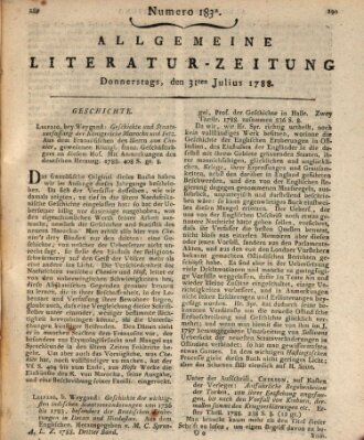 Allgemeine Literatur-Zeitung (Literarisches Zentralblatt für Deutschland) Donnerstag 31. Juli 1788