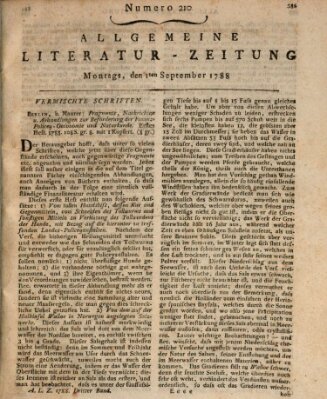 Allgemeine Literatur-Zeitung (Literarisches Zentralblatt für Deutschland) Montag 1. September 1788