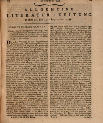 Allgemeine Literatur-Zeitung (Literarisches Zentralblatt für Deutschland) Montag 15. September 1788