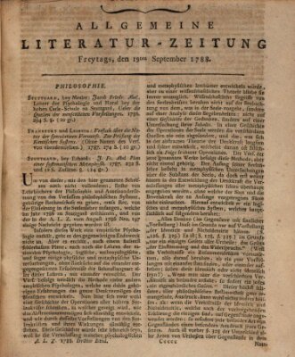 Allgemeine Literatur-Zeitung (Literarisches Zentralblatt für Deutschland) Freitag 19. September 1788
