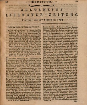Allgemeine Literatur-Zeitung (Literarisches Zentralblatt für Deutschland) Freitag 26. September 1788