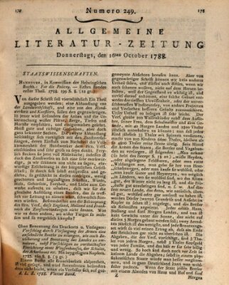 Allgemeine Literatur-Zeitung (Literarisches Zentralblatt für Deutschland) Donnerstag 16. Oktober 1788