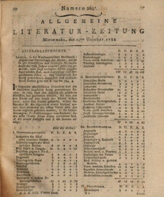 Allgemeine Literatur-Zeitung (Literarisches Zentralblatt für Deutschland) Mittwoch 29. Oktober 1788