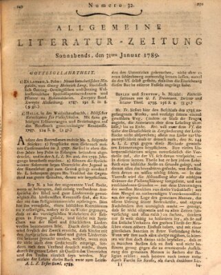 Allgemeine Literatur-Zeitung (Literarisches Zentralblatt für Deutschland) Samstag 31. Januar 1789
