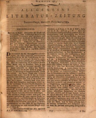 Allgemeine Literatur-Zeitung (Literarisches Zentralblatt für Deutschland) Donnerstag 12. Februar 1789