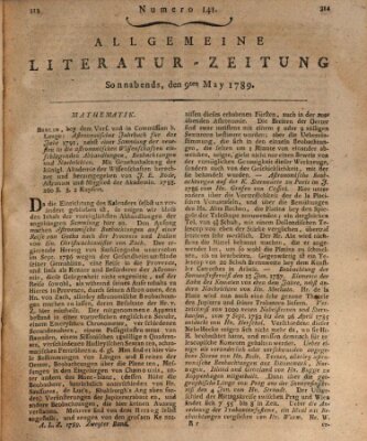 Allgemeine Literatur-Zeitung (Literarisches Zentralblatt für Deutschland) Samstag 9. Mai 1789