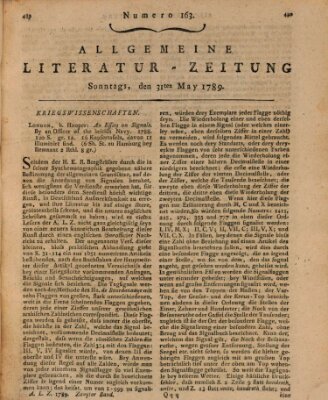 Allgemeine Literatur-Zeitung (Literarisches Zentralblatt für Deutschland) Sonntag 31. Mai 1789