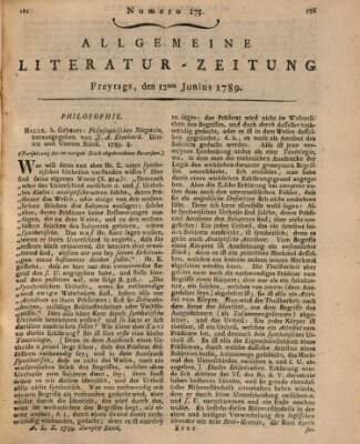 Allgemeine Literatur-Zeitung (Literarisches Zentralblatt für Deutschland) Freitag 12. Juni 1789