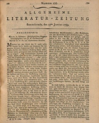 Allgemeine Literatur-Zeitung (Literarisches Zentralblatt für Deutschland) Samstag 13. Juni 1789