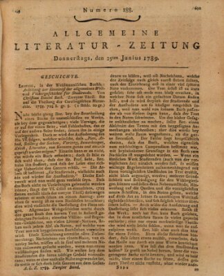 Allgemeine Literatur-Zeitung (Literarisches Zentralblatt für Deutschland) Donnerstag 25. Juni 1789