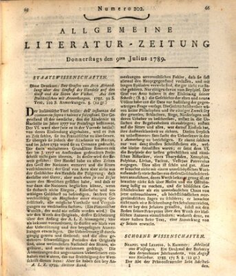 Allgemeine Literatur-Zeitung (Literarisches Zentralblatt für Deutschland) Donnerstag 9. Juli 1789