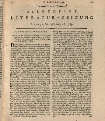Allgemeine Literatur-Zeitung (Literarisches Zentralblatt für Deutschland) Freitag 14. August 1789