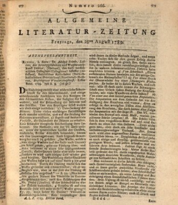 Allgemeine Literatur-Zeitung (Literarisches Zentralblatt für Deutschland) Freitag 28. August 1789