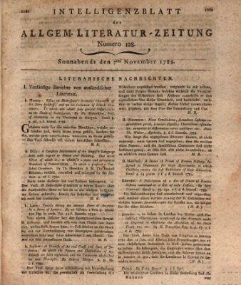 Allgemeine Literatur-Zeitung (Literarisches Zentralblatt für Deutschland) Samstag 7. November 1789