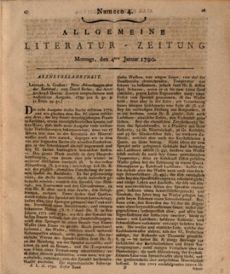 Allgemeine Literatur-Zeitung (Literarisches Zentralblatt für Deutschland) Montag 4. Januar 1790