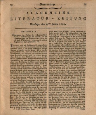 Allgemeine Literatur-Zeitung (Literarisches Zentralblatt für Deutschland) Dienstag 19. Januar 1790