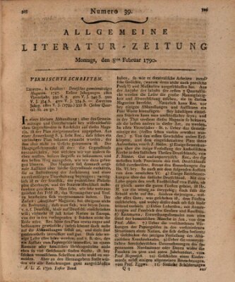Allgemeine Literatur-Zeitung (Literarisches Zentralblatt für Deutschland) Montag 8. Februar 1790