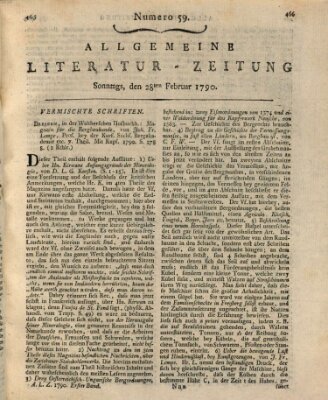 Allgemeine Literatur-Zeitung (Literarisches Zentralblatt für Deutschland) Sonntag 28. Februar 1790