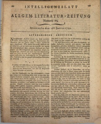 Allgemeine Literatur-Zeitung (Literarisches Zentralblatt für Deutschland) Mittwoch 16. Juni 1790