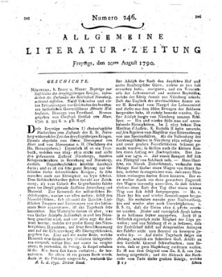 Allgemeine Literatur-Zeitung (Literarisches Zentralblatt für Deutschland) Freitag 20. August 1790